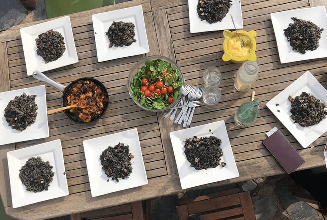 Communal vegetarian lunch